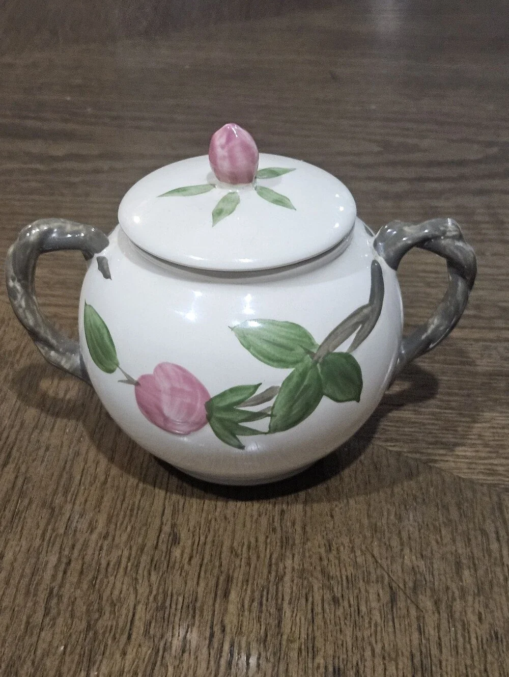 Vintage Desert Rose Double Handled Sugar Bowl And Lid